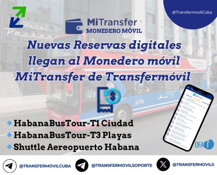 Odailysgr's tweet photo. Nuevas rutas llegan al Monedero móvil #MiTransfer de #Transfermóvil para visitas y recorridos a centros históricos y patrimoniales.
#EtecsaConCuba https://t.co/VbVjlg5eBK