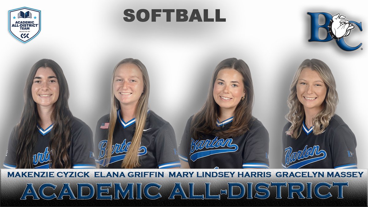 Barton College Athletics (@bartonathletics) on Twitter photo Congrats to Barton's Makenzie Cyzick, Elana Griffin, Mary Lindsey Harris and Gracelyn Massey ➡️ 2⃣0⃣2⃣5⃣ <a href="/NCAADII/">NCAA Division II</a> <a href="/CollSportsComm/">College Sports Communicators</a> Academic All-District® Softball selections! . <a href="/AcadAllAmerica/">Academic All-America®, selected by CSC</a> . <a href="/Barton_Softball/">Barton College Softball</a> . 🥎🥎🥎🥎🥎 Congrats to Barton's Makenzie Cyzick, Elana Griffin, Mary Lindsey Harris and Gracelyn Massey ➡️ 2⃣0⃣2⃣5⃣ <a href="/NCAADII/">NCAA Division II</a> <a href="/CollSportsComm/">College Sports Communicators</a> Academic All-District® Softball selections! . <a href="/AcadAllAmerica/">Academic All-America®, selected by CSC</a> . <a href="/Barton_Softball/">Barton College Softball</a> . 🥎🥎🥎🥎🥎