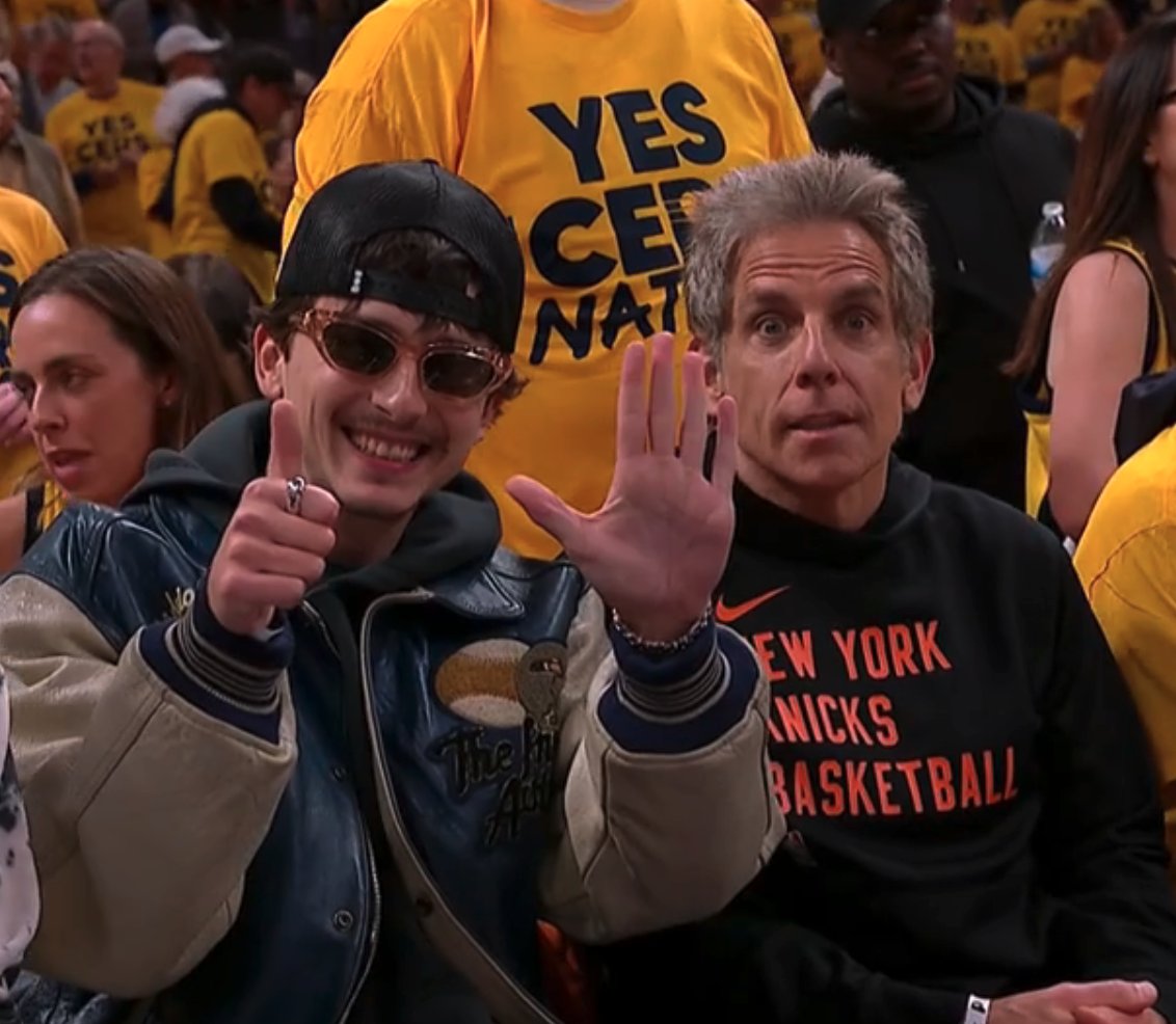 Timothée Chalamet &amp; Ben Stiller courtside