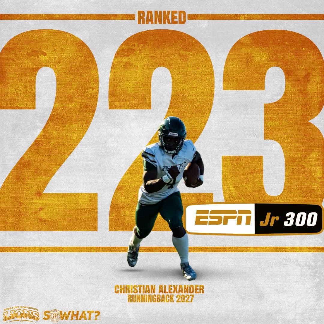 Christian Alexander (@chrisalex09344) on Twitter photo Proud to be ranked in the ESPN Jr. 300 as a 4 ⭐️ 🙏
<a href="/LawrencHopkins/">Lawrence Hopkins</a> <a href="/MacCorleone74/">Rion (Ree-un) Young</a> <a href="/JacobScottDavis/">Jacob Davis</a> <a href="/TomLoy247/">Tom Loy</a> <a href="/bshields0244/">Brandon Shields</a> <a href="/BHoward_11/">Brandon Howard</a> <a href="/blake_levine/">Blake Levine</a> <a href="/najehwilk/">Najeh Wilkins</a> <a href="/PrepRedzoneMS/">Prep Redzone Mississippi</a> <a href="/Rebels247/">David Johnson</a> <a href="/PaulJonesOn3/">Paul Jones</a> <a href="/JGonzalesJr10/">Julio Gonzales Jr.</a> <a href="/TheUCReport/">Billy Tucker</a> <a href="/nielstopczynski/">Niel Stopczynski</a> <a href="/PrepRedzoneMS/">Prep Redzone Mississippi</a> <a href="/On3Recruits/">On3 Recruits</a> Proud to be ranked in the ESPN Jr. 300 as a 4 ⭐️ 🙏
<a href="/LawrencHopkins/">Lawrence Hopkins</a> <a href="/MacCorleone74/">Rion (Ree-un) Young</a> <a href="/JacobScottDavis/">Jacob Davis</a> <a href="/TomLoy247/">Tom Loy</a> <a href="/bshields0244/">Brandon Shields</a> <a href="/BHoward_11/">Brandon Howard</a> <a href="/blake_levine/">Blake Levine</a> <a href="/najehwilk/">Najeh Wilkins</a> <a href="/PrepRedzoneMS/">Prep Redzone Mississippi</a> <a href="/Rebels247/">David Johnson</a> <a href="/PaulJonesOn3/">Paul Jones</a> <a href="/JGonzalesJr10/">Julio Gonzales Jr.</a> <a href="/TheUCReport/">Billy Tucker</a> <a href="/nielstopczynski/">Niel Stopczynski</a> <a href="/PrepRedzoneMS/">Prep Redzone Mississippi</a> <a href="/On3Recruits/">On3 Recruits</a>
