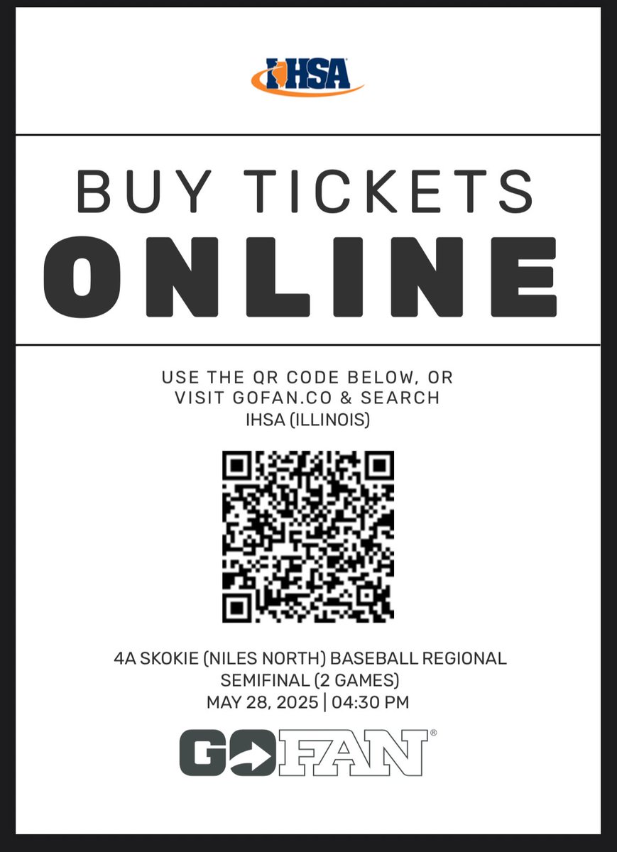 4A Skokie Regional starts tomorrow. 

Game 1: 4:30PM
Maine East vs. New Trier 

Game 2:  7PM
Niles North Vikings vs. The Niles West Wolves 

Come support your Vikings in this epic matchup under the lights! 

Purchase tickets below.