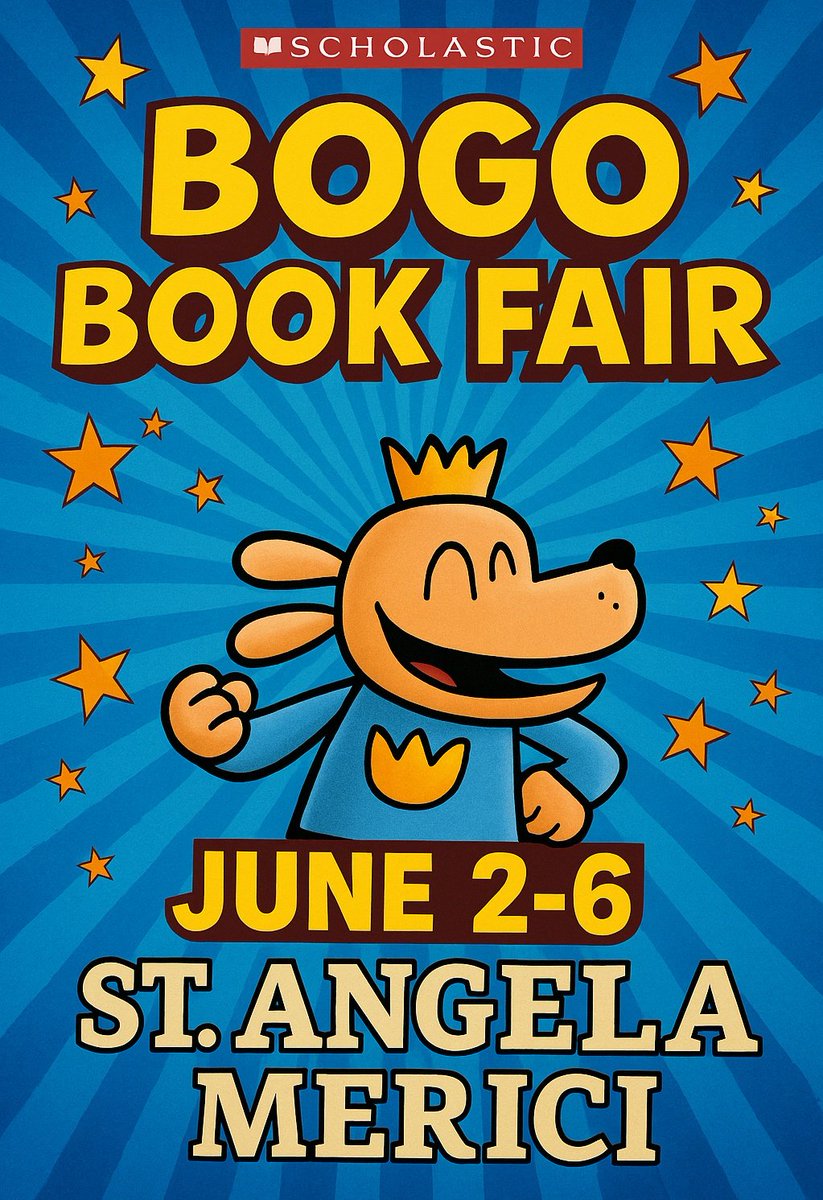 AngelaMericiDP's tweet photo. EXCITING NEWS @AngelaMericiDP peeps ~ Another @Scholastic #BOGOBookFair is coming our way all NEXT WEEK !!

That’s right – it’s a Buy One, Get One FREE book event !! Stock up on awesome books for summer reading, and get a second one FREE !! https://t.co/7r656F8Rgc
