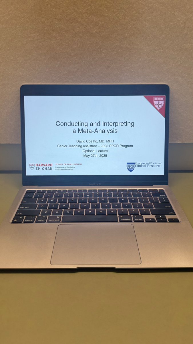 David Coelho (@david_racoelho) on Twitter photo Today I gave a lecture in the <a href="/PPCR_Course/">Clinical Research</a> at Harvard, where I was a student back in 2021. Since then, I’ve continued as a TA, and this year, as a Senior TA, I had the chance to teach one of my favorite topics: meta-analysis. Grateful to <a href="/PPCR_Course/">Clinical Research</a> for the invitation! Today I gave a lecture in the <a href="/PPCR_Course/">Clinical Research</a> at Harvard, where I was a student back in 2021. Since then, I’ve continued as a TA, and this year, as a Senior TA, I had the chance to teach one of my favorite topics: meta-analysis. Grateful to <a href="/PPCR_Course/">Clinical Research</a> for the invitation!