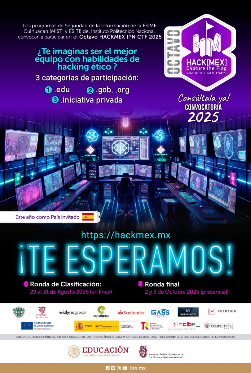 pcoronaf's tweet photo. Ya viene el #hackmex, estén preparados.

Para lo que no lo conozcan es el Capture the Flag  de mayor tradición y reputación en México. https://t.co/Ix61SPsJVp