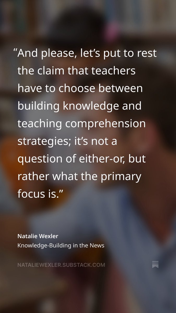 Curriculum Matters (@curriculummatrs) on Twitter photo In <a href="/natwexler/">Natalie Wexler</a> most recent edition of âMinding the Gapâ she celebrates media attention on curriculum + content, while also reminding us that this human interest story deserves MORE coverage-and a lesser focus on false dichotomies.
đ nataliewexler.substack.com/p/knowledge-bu⊠In <a href="/natwexler/">Natalie Wexler</a> most recent edition of âMinding the Gapâ she celebrates media attention on curriculum + content, while also reminding us that this human interest story deserves MORE coverage-and a lesser focus on false dichotomies.
đ nataliewexler.substack.com/p/knowledge-buâŠ