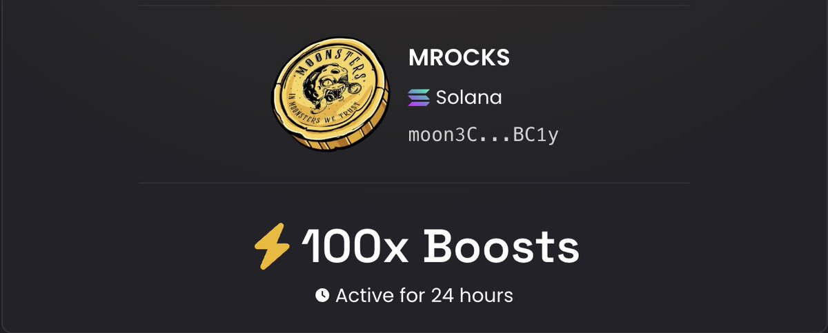 TheSolSaverX's tweet photo. ⚡️ 100x Boost active

📈 8M MC

🚀 Time we send this to new ATH

$MROCKS TO THE MOON

moon3CP11XLvrAxUPBnPtueDEJvmjqAyZwPuq7wBC1y

Fade now, cope later..

⚠️YOU’VE BEEN WARNED⚠️ https://t.co/VdYB7rih01
