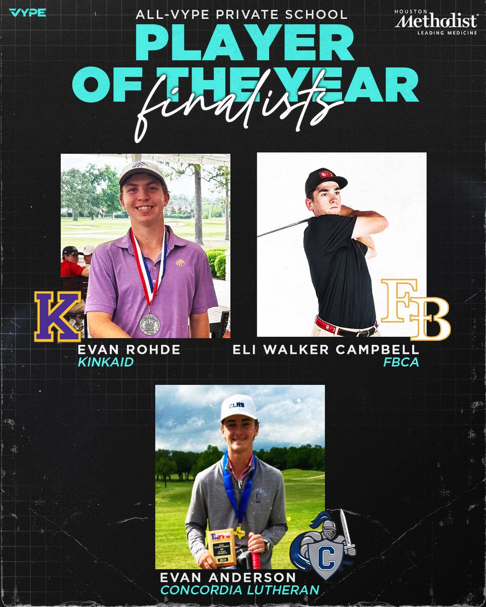 VYPE Houston (@vypehouston) on Twitter photo It is awards season here at VYPE! Here are the finalists for Private School Boys Golfer of the Year presented by <a href="/MethodistHosp/">Houston Methodist</a>!
Tune in tomorrow to find out the Golfer and Team of the Year! It is awards season here at VYPE! Here are the finalists for Private School Boys Golfer of the Year presented by <a href="/MethodistHosp/">Houston Methodist</a>!
Tune in tomorrow to find out the Golfer and Team of the Year!