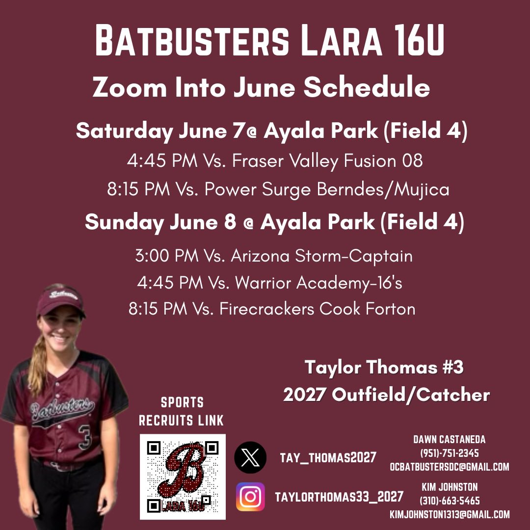 Zoom Into June Schedule. Hope to see you out there! <a href="/CSUNSoftball/">CSUN Softball</a> <a href="/CharMorgan34/">Charlotte Morgan</a> <a href="/JaymiSteward/">JaymiSteward</a> <a href="/Lifesapitch13/">Kim Johnston</a> <a href="/OcbatbustersL/">OCBatbustersLegacyLara</a> <a href="/CoachArreola/">Eric Arreola</a> <a href="/DirectRecruits/">Direct Recruits</a> <a href="/SBRRetweets/">Softball Recruiting Reposts</a>