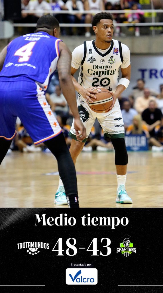 Medio tiempo. 

Trotamundos 48-43 Spartans. 

📊 Estadísticas: 

…livestats.dcd.shared.geniussports.com/u/SPB/2662801/