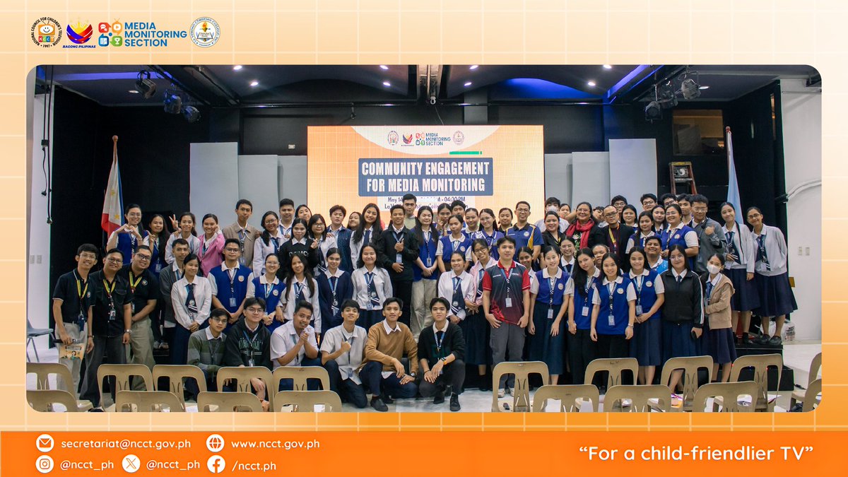 NCCT_PH's tweet photo. On May 14, 2025, NCCT and La Verdad Christian College – Caloocan held a benchmarking event to explore piloting 𝐂𝐨𝐦𝐦𝐮𝐧𝐢𝐭𝐲 𝐄𝐧𝐠𝐚𝐠𝐞𝐦𝐞𝐧𝐭 𝐢𝐧 𝐌𝐞𝐝𝐢𝐚 𝐌𝐨𝐧𝐢𝐭𝐨𝐫𝐢𝐧𝐠

https://t.co/mzOc2jDbq9

#ChildFriendlyTV #NCCT #RA8370 #CommunityEngagement https://t.co/m2A42gmK5U