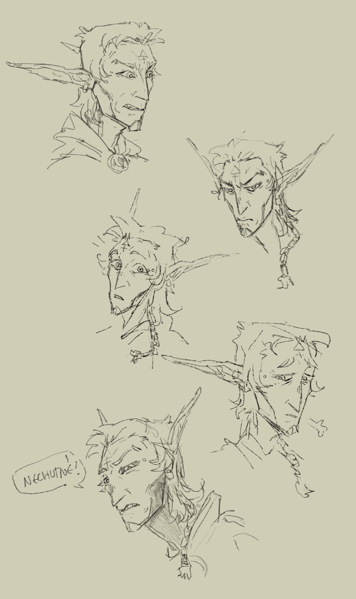 some facial expressions of Ya Hann I have in my sketch folder #warhammer40k #aeldari #eldar #RogueTrader