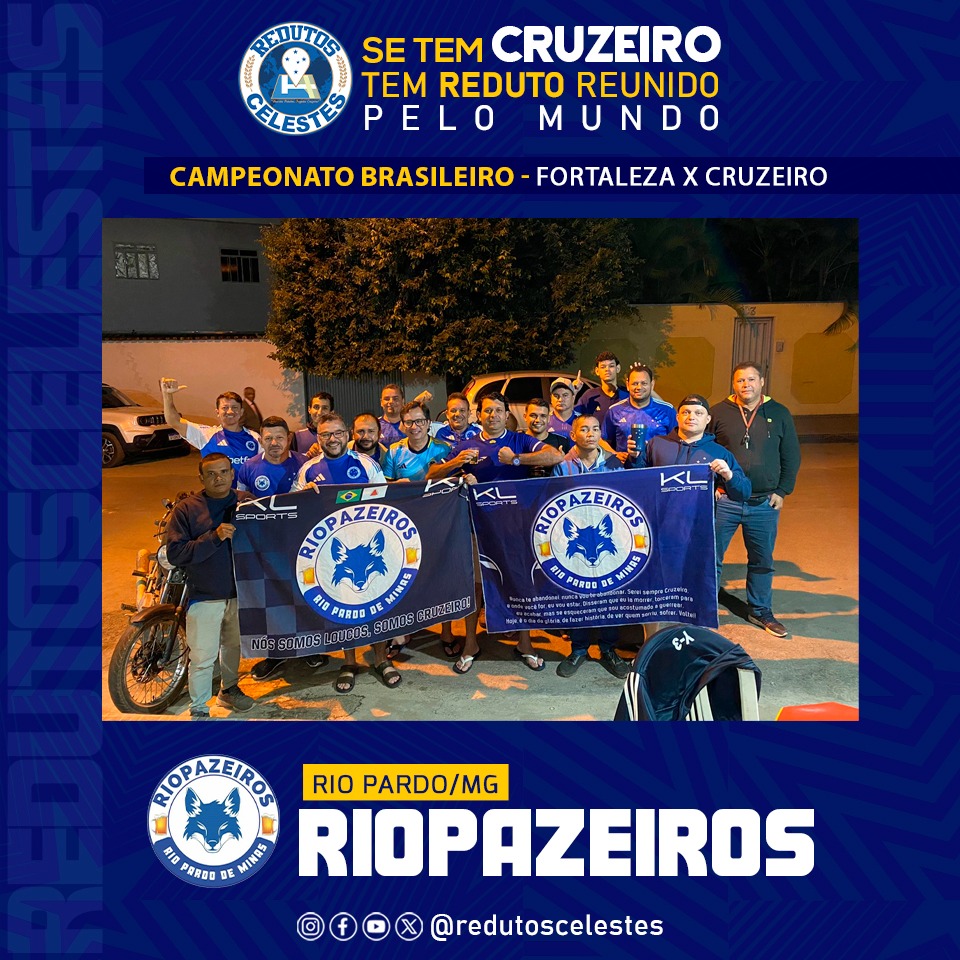 O reduto <a href="/Riopazeiros/">RIOPAZEIROS</a> se reuniu no jogo do <a href="/Cruzeiro/">Cruzeiro 🦊</a> contra o Fortaleza pelo brasileirão.

Cruzeirenses pelo Mundo #SomosCruzeiro

#RedutosCelestes #Cruzeiro
#CampeonatoBrasileiro2025