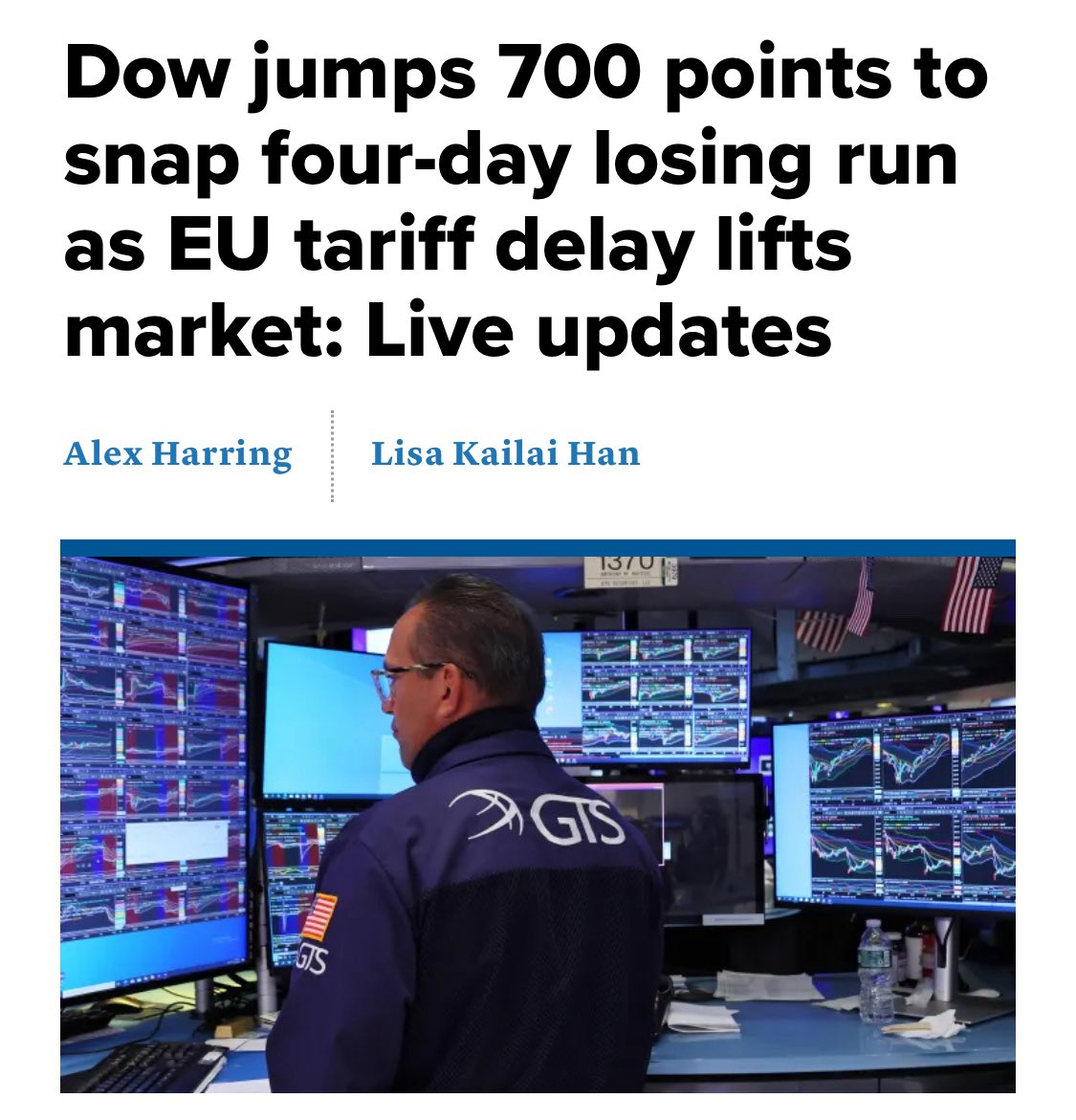 Today’s stock markets have rally’s, not on positive economic news, but when Trump delays imposing his own disastrous economic policies.
#Inners