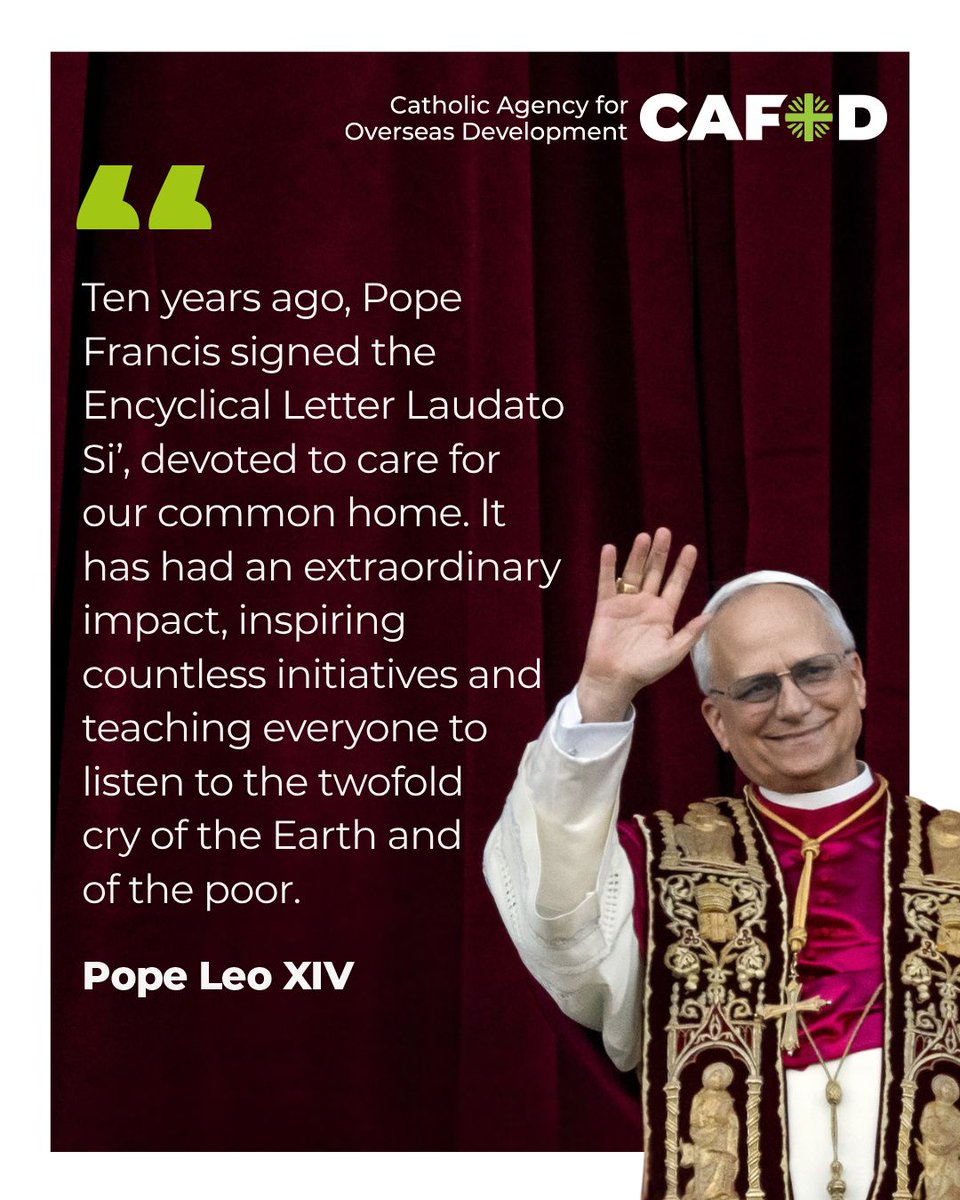 CAFOD in Salford (@cafodsalford) on Twitter photo On Sunday, <a href="/Pontifex/">Pope Leo XIV</a> spoke about the impact Laudato Si' had in inspiring people around the world. #LaudatoSi #LaudatoSiWeek
Hear from our partners and staff on ways the ground-breaking encyclical still shapes our work ten years since publication. ⤵️
cafod.org.uk/news/uk-news/c… On Sunday, <a href="/Pontifex/">Pope Leo XIV</a> spoke about the impact Laudato Si' had in inspiring people around the world. #LaudatoSi #LaudatoSiWeek
Hear from our partners and staff on ways the ground-breaking encyclical still shapes our work ten years since publication. ⤵️
cafod.org.uk/news/uk-news/c…