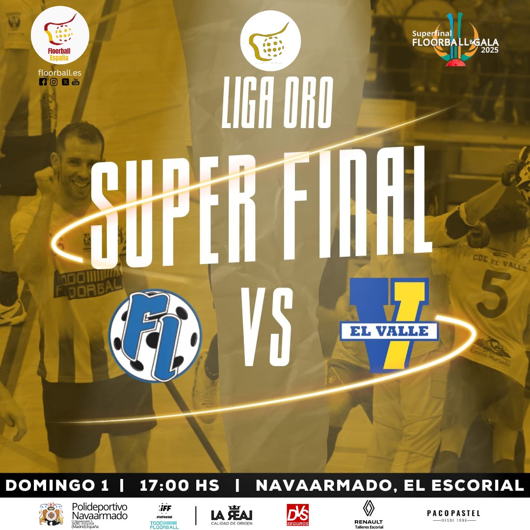 AEUF FLOORBALL ESPAÑA (@aeufspain) on Twitter photo SUPERFINAL Y GALA DEL FLOORBALL 2025
Liga ORO: Final <a href="/floorball_Lega/">Floorball Leganés</a> - <a href="/CDEElValle/">C.D.E. El Valle</a> 01.06.25
#floorball #floorballespaña #superfinal
<a href="/IFF_Floorball/">IFF</a> <a href="/deportegob/">CSD</a> <a href="/PacoPastelAmets/">Paco Pastel</a> <a href="/AperitivoLaReal/">AperitivosLaReal</a> <a href="/TodoFloorball/">todofloorball</a> <a href="/SegurosDvs/">David Vives Salvador</a> <a href="/EscorialRenault/">Renault Escorial - Talleres Escorial, S.L</a> <a href="/aytoescorial/">Ayuntamiento El Escorial</a> SUPERFINAL Y GALA DEL FLOORBALL 2025
Liga ORO: Final <a href="/floorball_Lega/">Floorball Leganés</a> - <a href="/CDEElValle/">C.D.E. El Valle</a> 01.06.25
#floorball #floorballespaña #superfinal
<a href="/IFF_Floorball/">IFF</a> <a href="/deportegob/">CSD</a> <a href="/PacoPastelAmets/">Paco Pastel</a> <a href="/AperitivoLaReal/">AperitivosLaReal</a> <a href="/TodoFloorball/">todofloorball</a> <a href="/SegurosDvs/">David Vives Salvador</a> <a href="/EscorialRenault/">Renault Escorial - Talleres Escorial, S.L</a> <a href="/aytoescorial/">Ayuntamiento El Escorial</a>