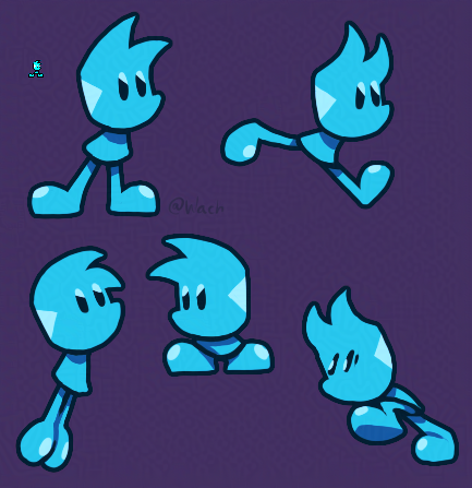 Wachine_Machine's tweet image. Head hurts too much to fix the wall jumping so looking into making newer sprites for my prototype thingy