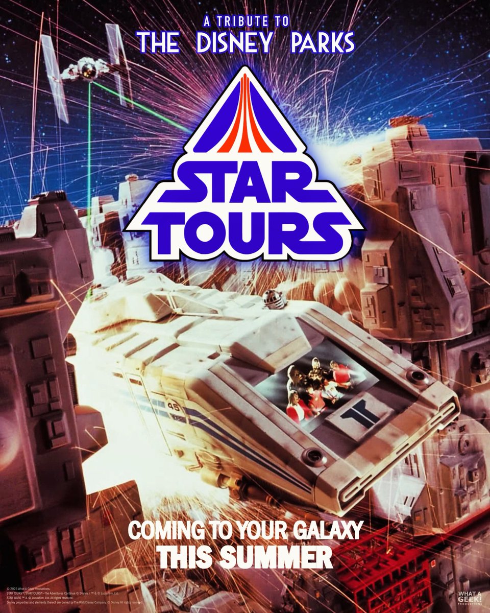 WhatAGeekPro's tweet photo. This summer, the ultimate Star Wars adventure becomes real.✨A Tribute to the Disney Parks: Star Tours is in production and comes to your galaxy later this season. 💫
#StarTours #ATributeToTheDisneyParks #starwars #disneyparks #georgelucas #disneyhistory #disneythemeparks https://t.co/ly31JV8V8o