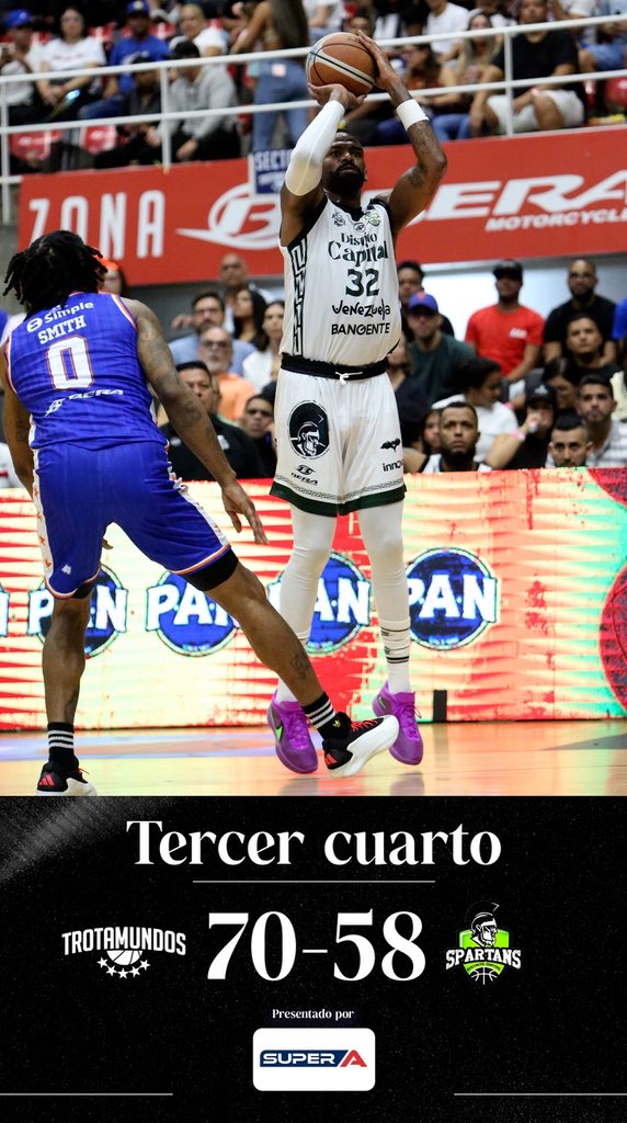 Final del tercer cuarto. 

Trotamundos 70-58 Spartans. 

📊 Estadísticas: 

…livestats.dcd.shared.geniussports.com/u/SPB/2662801/