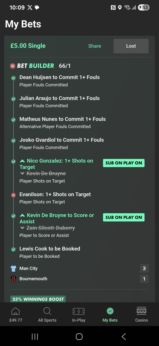 OriginalGunner2's tweet image. This had player sub on for shots on target all game then it's settled as a lost can anyone explain?