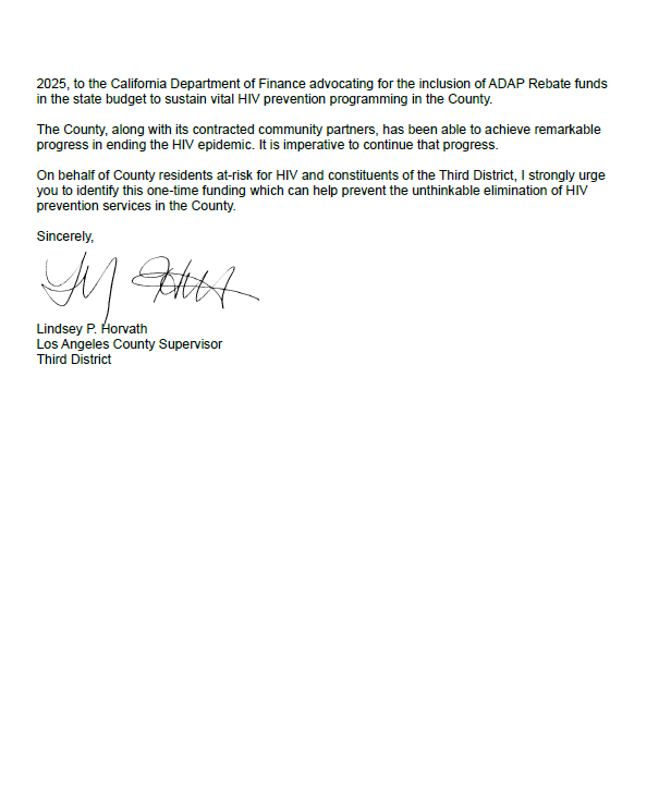 The Trump administration is cutting HIV/AIDS funding-- totally abandoning our most vulnerable.

But I'm determined that LA County will not compromise on our values: prevention, safety, and care. Especially for our queer community.

My letter requesting, we fill this crucial gap👇