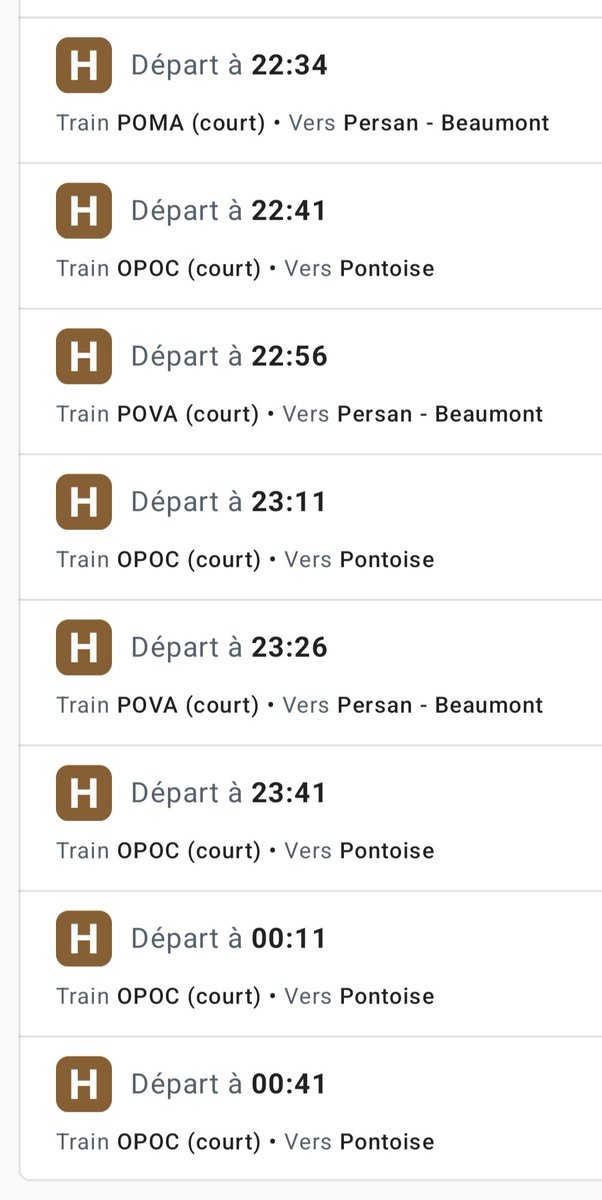 AUT / FNAUT IDF (@asso_usagersidf) on Twitter photo Sur la ligne H, les trains de fin de soirée sont de retour jusqu'à fin juin sur la branche Pontoise et, dans une moindre mesure, sur Persan via Valmondois. Ce n'est pas le cas côté Montsoult du fait des travaux de suppression du passage à niveau de Deuil-Montmagny Sur la ligne H, les trains de fin de soirée sont de retour jusqu'à fin juin sur la branche Pontoise et, dans une moindre mesure, sur Persan via Valmondois. Ce n'est pas le cas côté Montsoult du fait des travaux de suppression du passage à niveau de Deuil-Montmagny