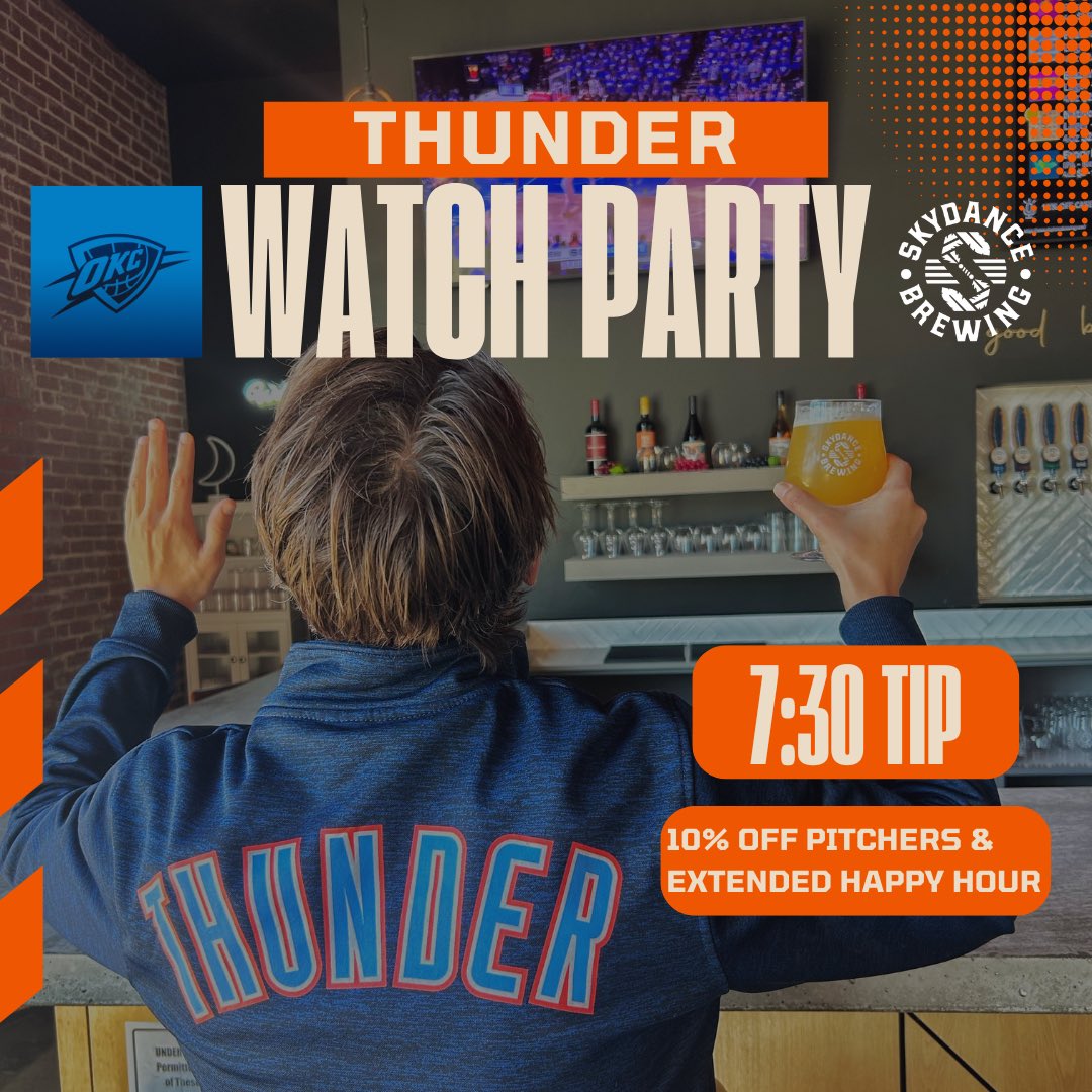 Come by Skydance and watch the <a href="/okcthunder/">OKC THUNDER</a> win game 1 of the <a href="/NBA/">NBA</a> Western Conference Finals! Beer specials all night and TVs all over the taproom.
#OKCThunder #nba #craftbeer
