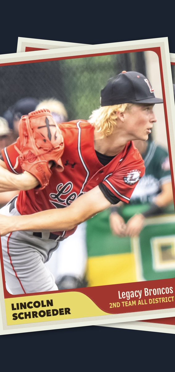Legacy Baseball (@legacybaseball9) on Twitter photo Congratulations to <a href="/lincschro15/">Lincoln Schroeder</a> for being named 3-6A 2nd team all district pitcher Congratulations to <a href="/lincschro15/">Lincoln Schroeder</a> for being named 3-6A 2nd team all district pitcher