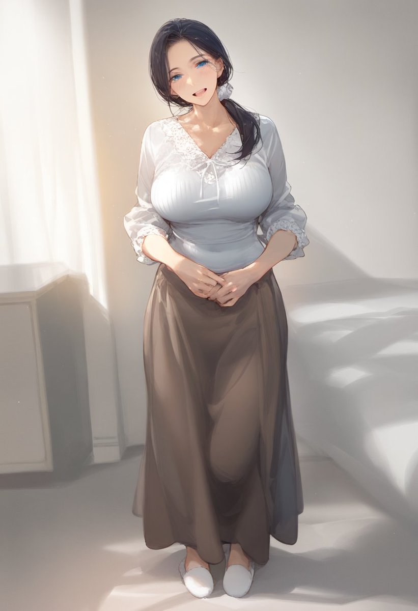 「今日は、遅いのかしら…?
    ───そう? ハンバーグにするから、早く帰ってきてね…あなた」ニコー

義母3のお義母さんの服、若すぎるかな…うーん…🤤
何かアラフィフ要素を加えるべきか悩む

髪はアップヘアがこの服に違和感だったので下ろしてまとめてる感じで 