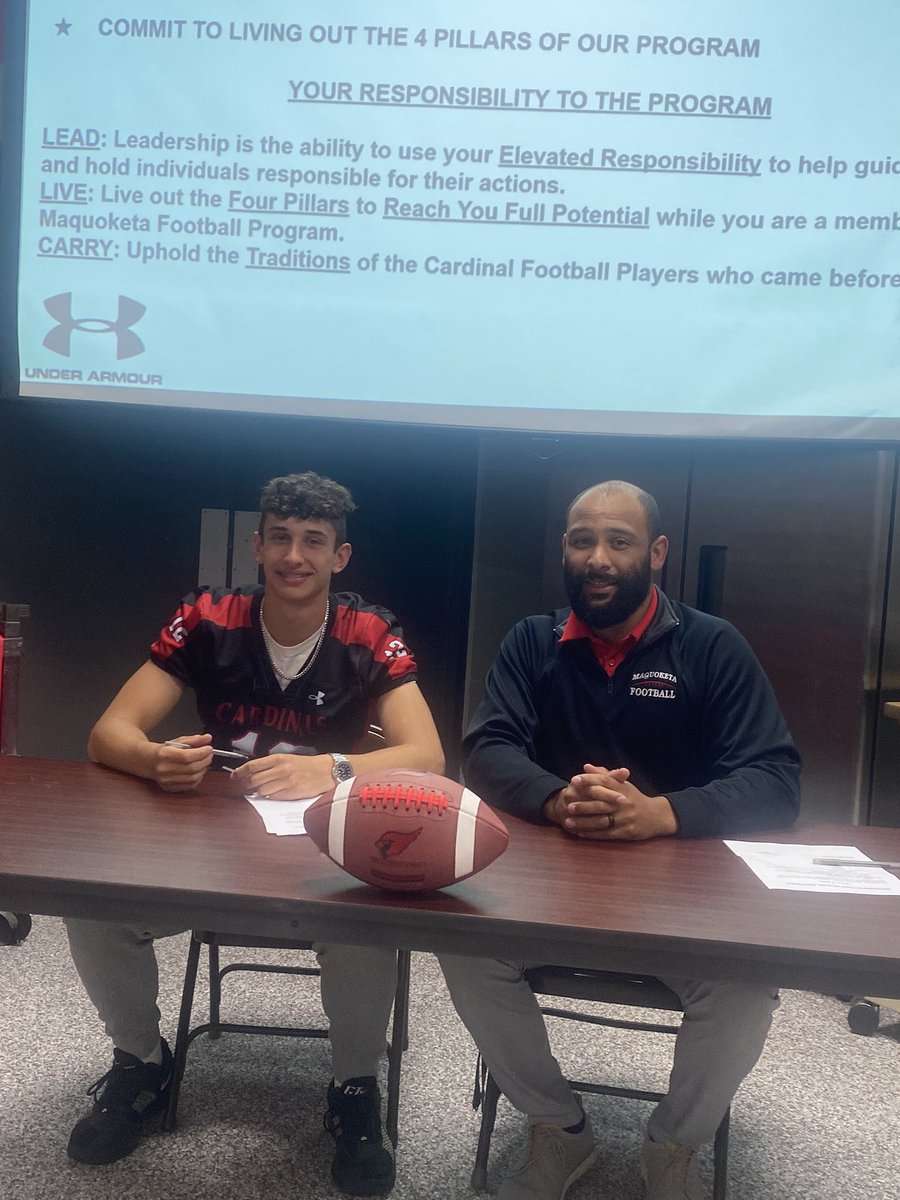 MaquoketaFB's tweet photo. Excited to welcome these 8th graders to our football program. Looking forward to getting to work! #GoCards #signingday2025

1/6 https://t.co/nfQMwwEQET