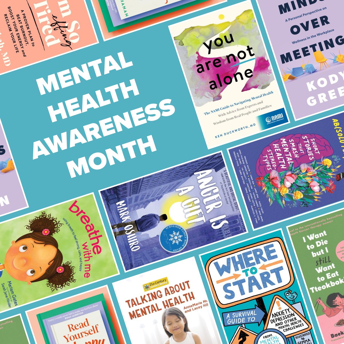 May is Mental Health Awareness Month. Take a few minutes for yourself and check out one of these titles chosen by our librarians. Find more picks in the catalog: loom.ly/EwaDz58 

#mentalhealthawarenessmonth #mentalhealth #selfcare