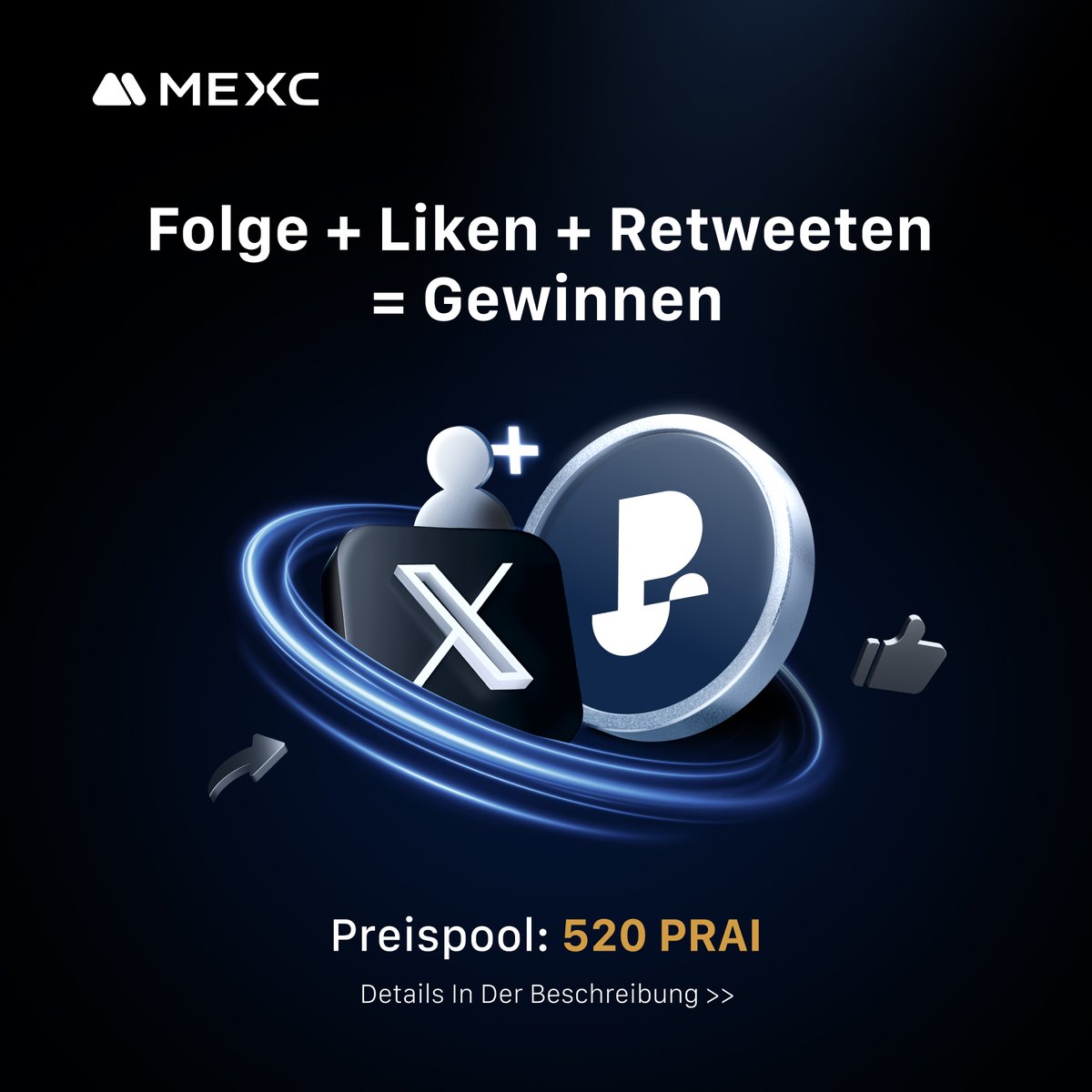 🎉 PRAI Giveaway – Folge, Like &amp; Retweete = Gewinnen!

📅 Laufzeit: 20.05. – 23.05.2025, 19:00 Uhr (MEZ)
🏆 Preispool: 520 $PRAI 

📌 Teilnahme ist ganz einfach: 
1️⃣ Folge uns 
2️⃣ Like diesen Beitrag 
3️⃣ Retweete ihn

📌 Teilnahme in unter 1 Minute: gleam.io/pENyR/prai-air…

ℹ️