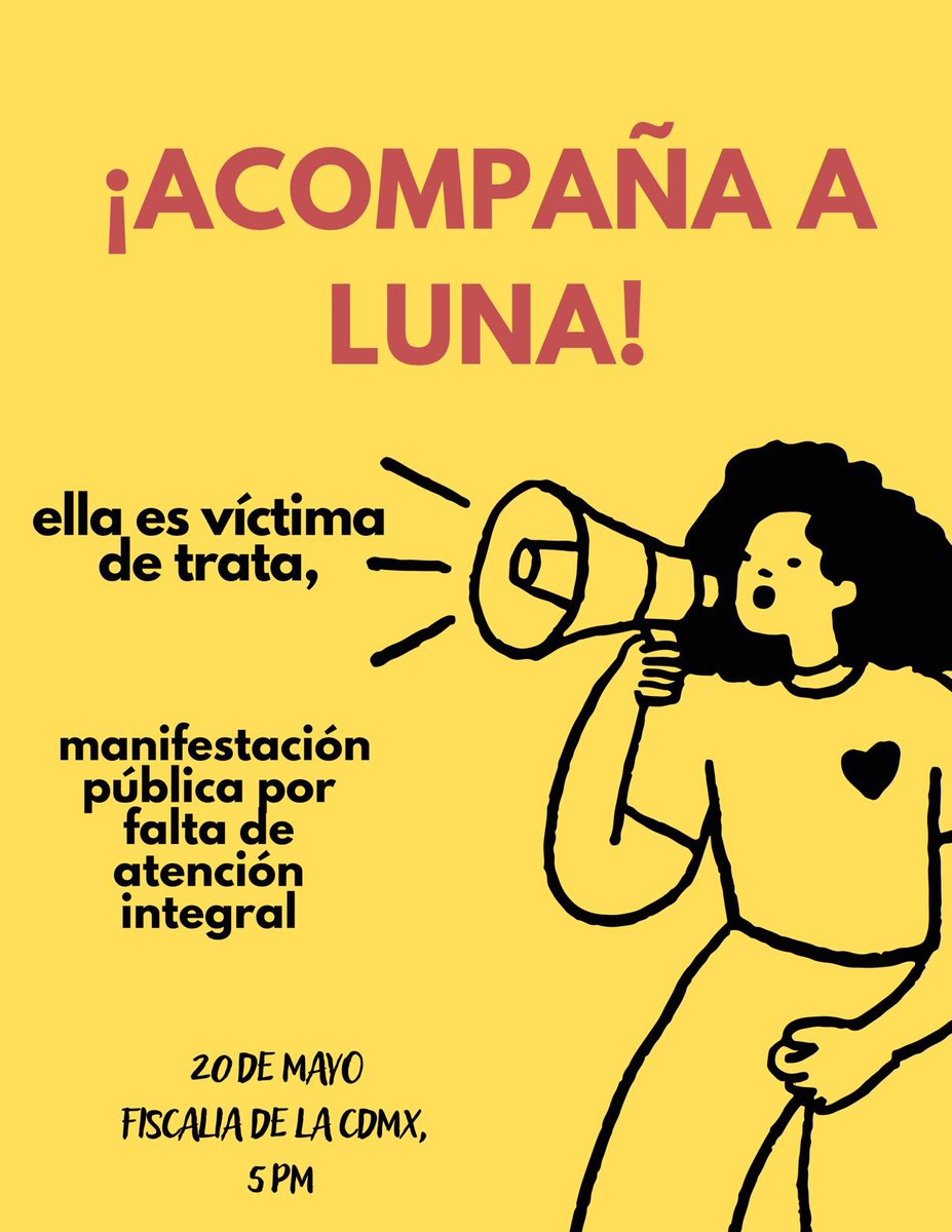 LLECA - Escuchando la Calle (@lleca_org) on Twitter photo Denunciamos la falta de atención integral por parte de la <a href="/FiscaliaCDMX/">Fiscalía CDMX</a> para Luna una mujer trans, migrante y víctima de trata.
Nos manifestamos el día de hoy a las 5 pm en las afueras del búnker, exigimos la destitución de la fiscal de trata Haydee Vargas <a href="/BerthaAlcalde/">Bertha Alcalde Luján</a> 🔥🔥 Denunciamos la falta de atención integral por parte de la <a href="/FiscaliaCDMX/">Fiscalía CDMX</a> para Luna una mujer trans, migrante y víctima de trata.
Nos manifestamos el día de hoy a las 5 pm en las afueras del búnker, exigimos la destitución de la fiscal de trata Haydee Vargas <a href="/BerthaAlcalde/">Bertha Alcalde Luján</a> 🔥🔥