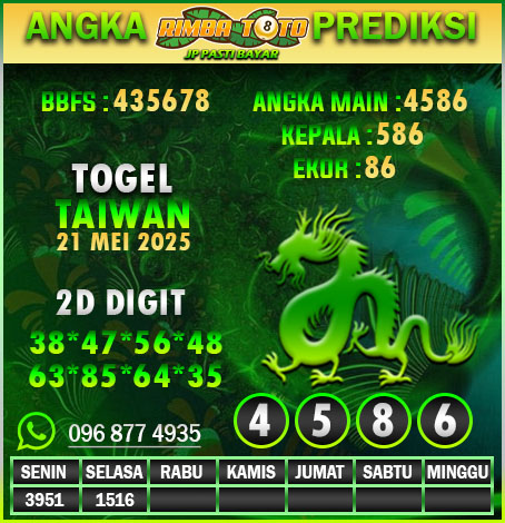 PREDIKSI TAIWAN 21 MEI 2025
LINK DAFTAR >> rebrand.ly/riimbaviip
RIMBATOTO Merupakan Situs Slot Togel,slot &amp; Casino Online Terpercaya Dan Terbaik Di Indonesia!!
HADIAH TERBESAR
4d : 10.000.000
3d : 1.000.000
2D : 100.000
#rimbatoto #prediksitogel #prediksisydney #prediksisidney