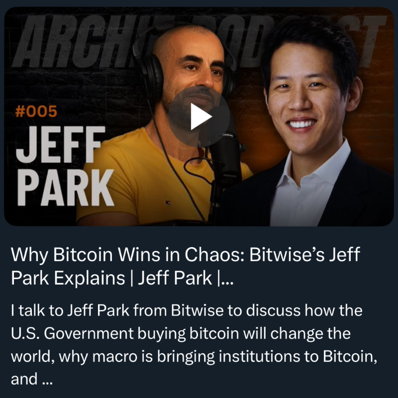BitcoinArchive's tweet photo. 💥JEFF PARK on Why Bitcoin Wins In Chaos

- U.S. buying Bitcoin will change the world
- Institutions are buying Bitcoin as a macro asset

Give Jeff a follow! @dgt10011