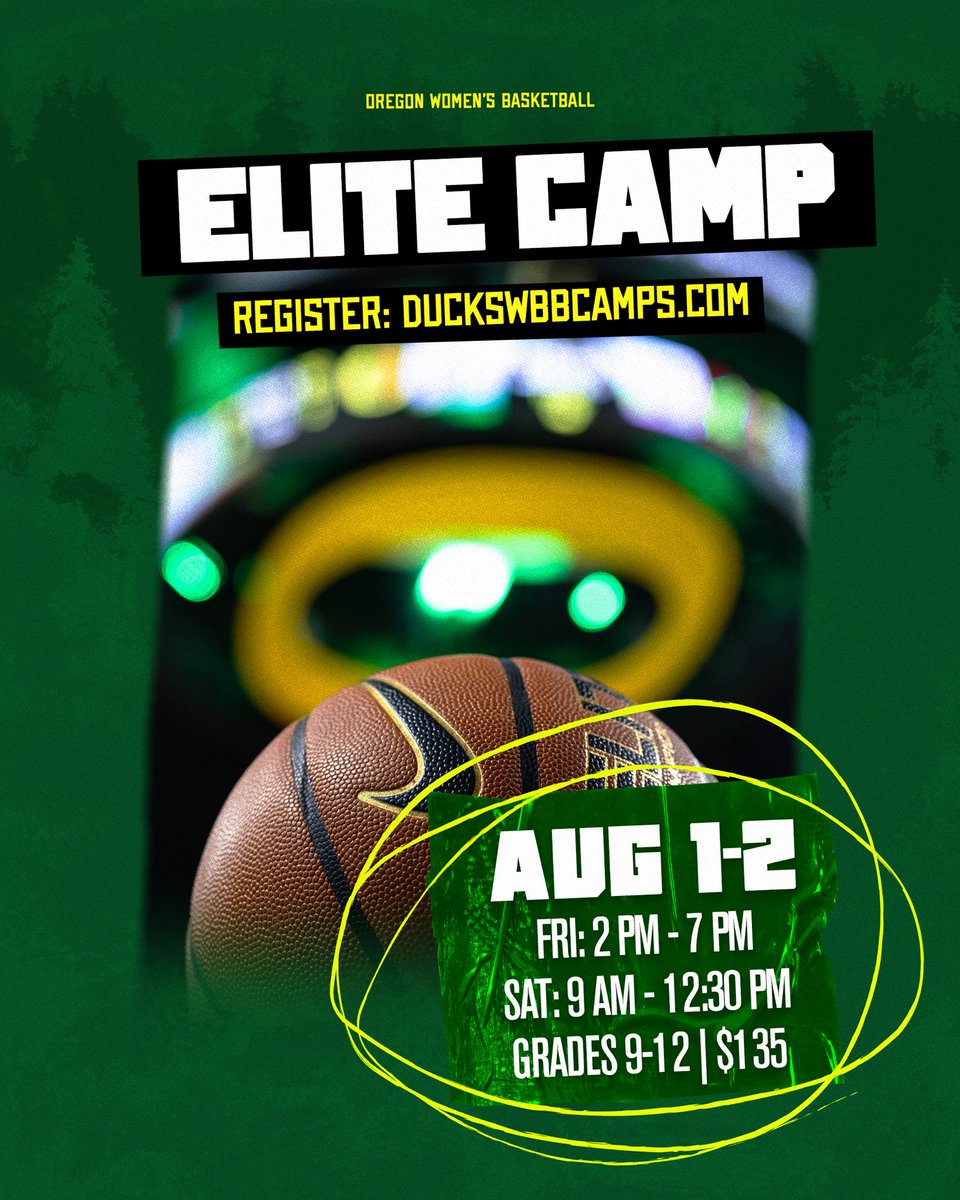 OregonWBB's tweet photo. It’s almost camp szn ⛺️ 

We’ve got you covered in the gym with our Elite and Youth Camps! 

For more info and to register, visit https://t.co/ct7QePA7Rh

#GoDucks https://t.co/TujuQM2cnn