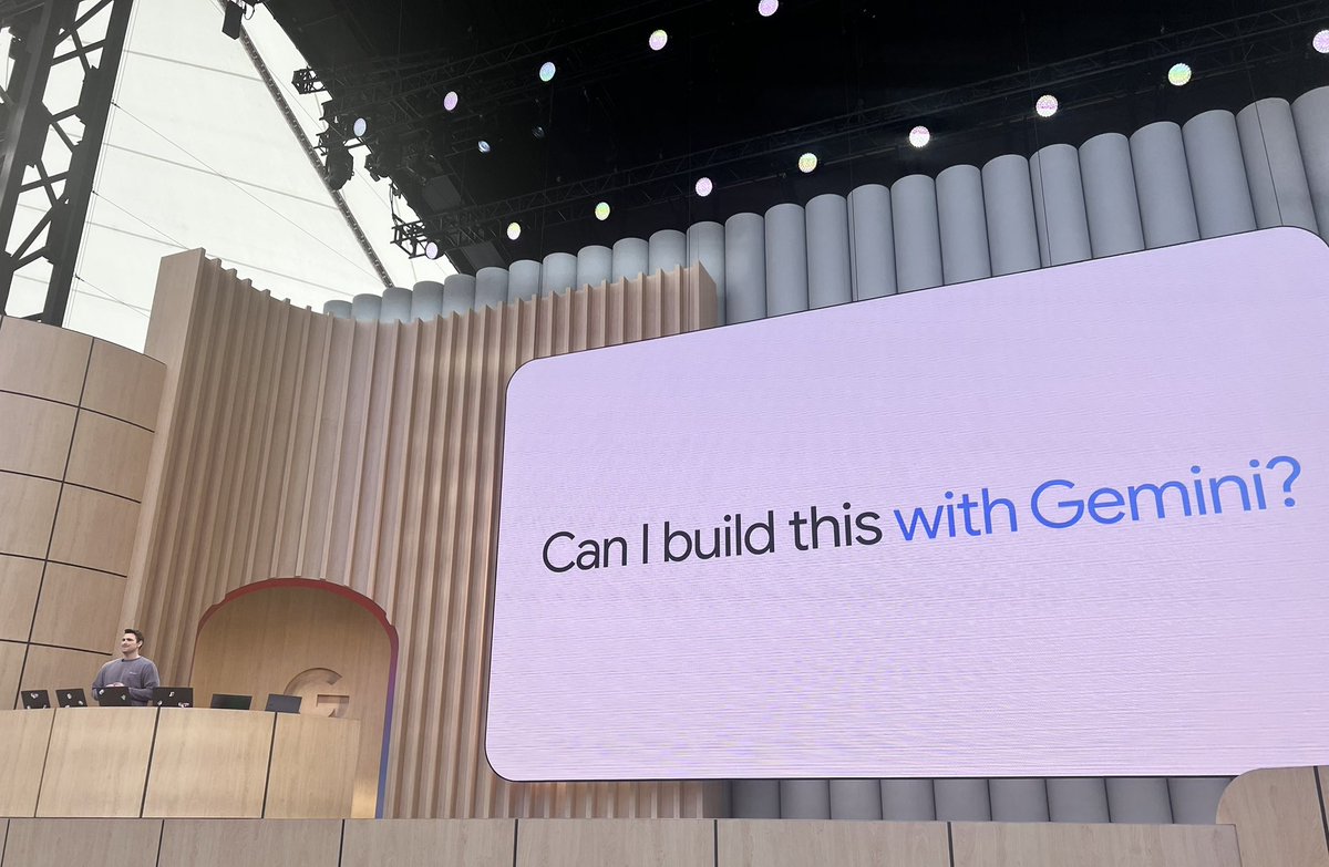 Watching <a href="/OfficialLoganK/">Logan Kilpatrick</a> build a voice agent live on stage with <a href="/googleaistudio/">Google AI Studio</a> (Google AI Studio) was magical.
Prototype. Deploy. Iterate
If you have any doubts, stop; you can build anything you want with Gemini today!
#GoogleIO #GenAI #GoogleAIStudio #GeminiAI #BuildWithAI