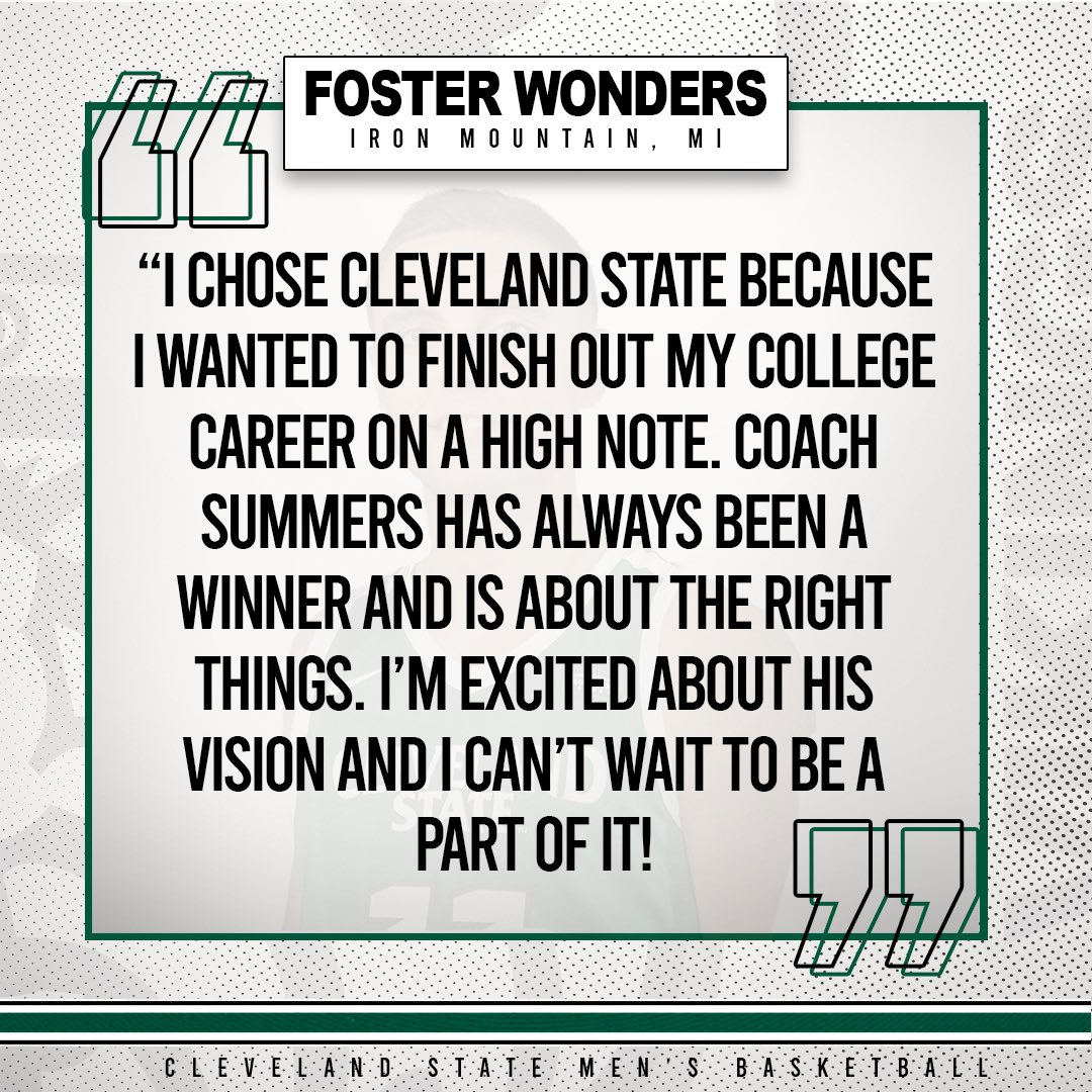 Cleveland State Menโs Basketball ๐ (@csu_basketball) on Twitter photo Excited that <a href="/FosterWonders0/">Foster Wonders</a> chose Cleveland State to finish his college career on a high note!
#BUILD | #GoVikes Excited that <a href="/FosterWonders0/">Foster Wonders</a> chose Cleveland State to finish his college career on a high note!
#BUILD | #GoVikes