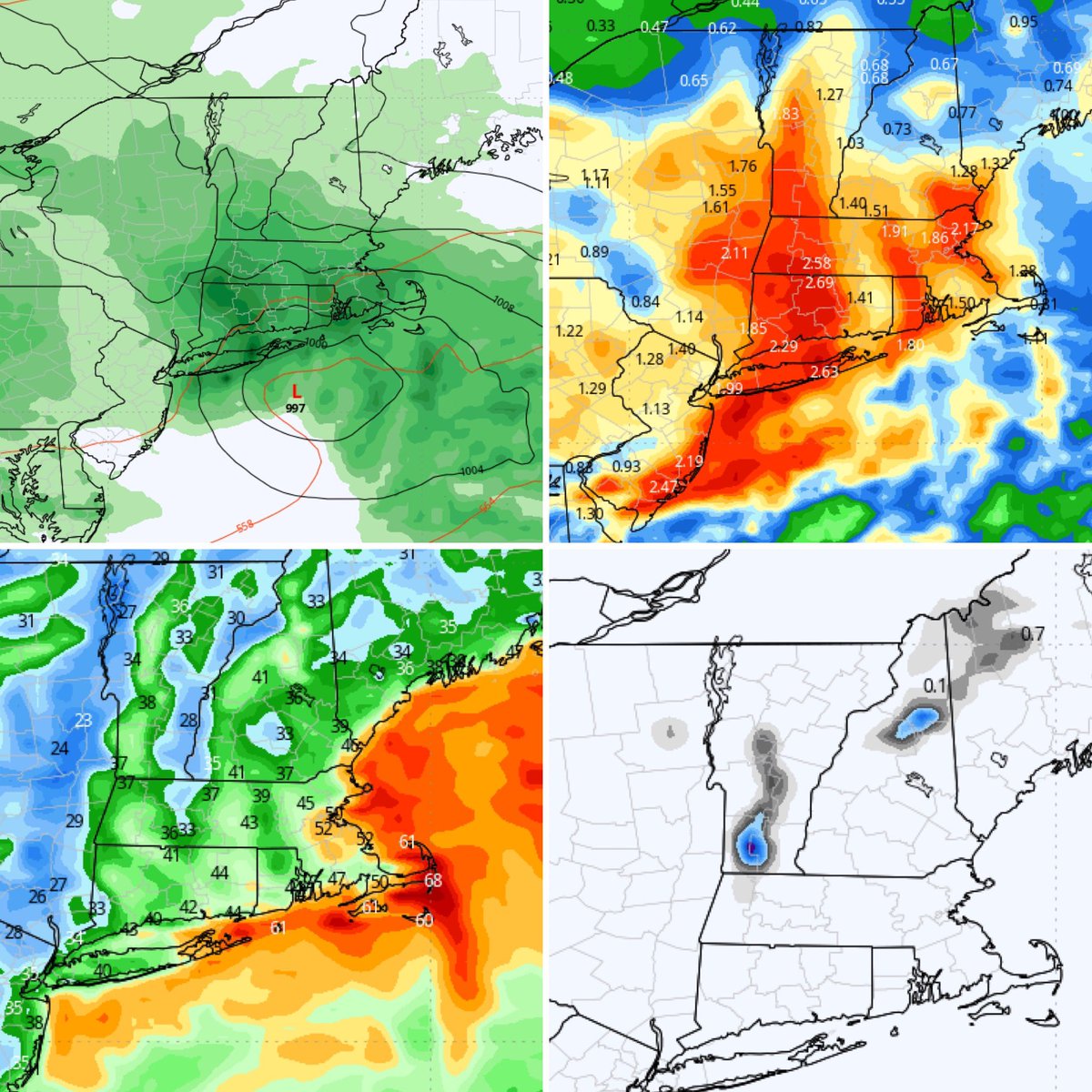 Here’s the Euro idea on the nor’easter. Ensembles left, op model right.