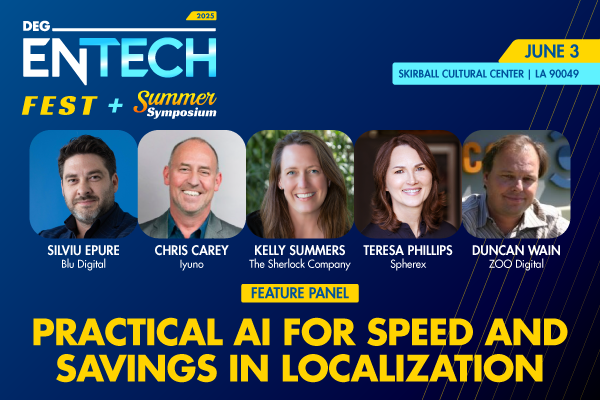 Thrilled to announce that Chris Carey, EVP, Americas Operations, will be moderating the "Practical AI for Speed and Savings in Localization" panel at DEG EnTech Fest 2025! #weareiyuno