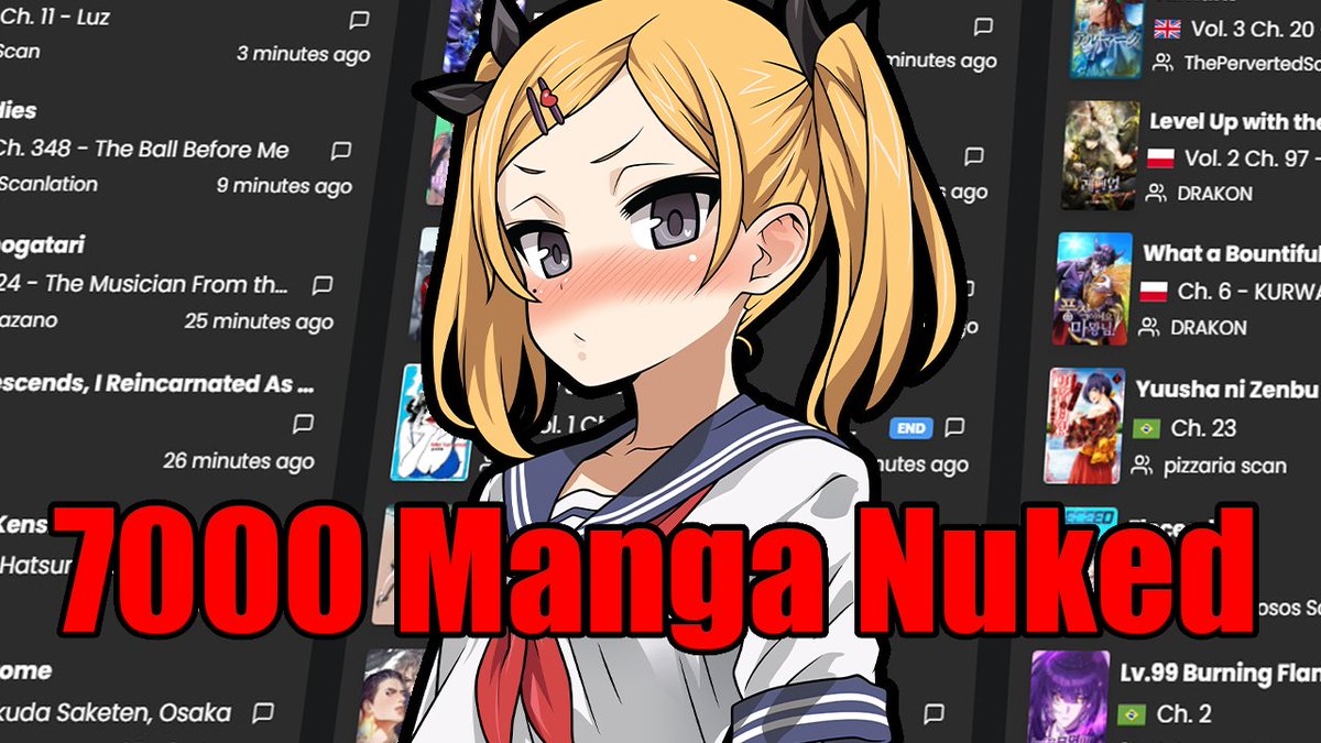 ChibiReviews's tweet photo. "We will not become the next Crunchyroll" is the statement MangaDex gave after over 7000 Manga Titles were nuked off the site. A few days later AnimeHeaven has also been Purged by Crunchyroll. https://t.co/zyanp4ruMu https://t.co/RLCfXhyUPz