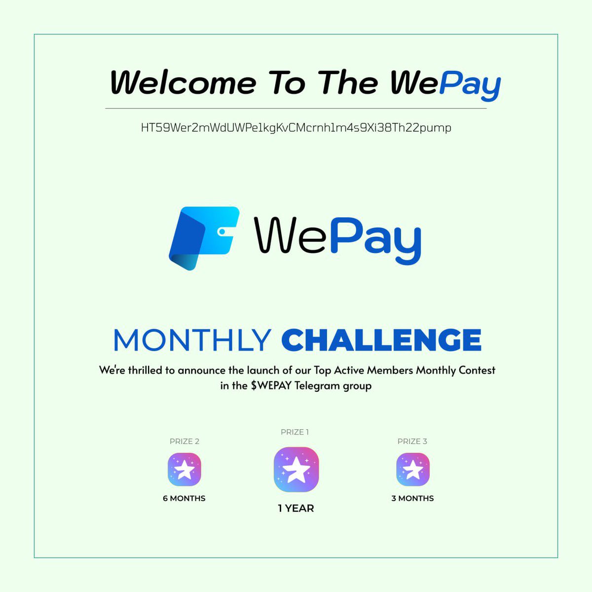 WePayy's tweet photo. ๐ Welcome to WePay!
Join the Monthly Challenge in our Telegram โ win up to 1 YEAR of premium perks just for being active! ๐ฌ #WEPAY https://t.co/PubFckWc5G