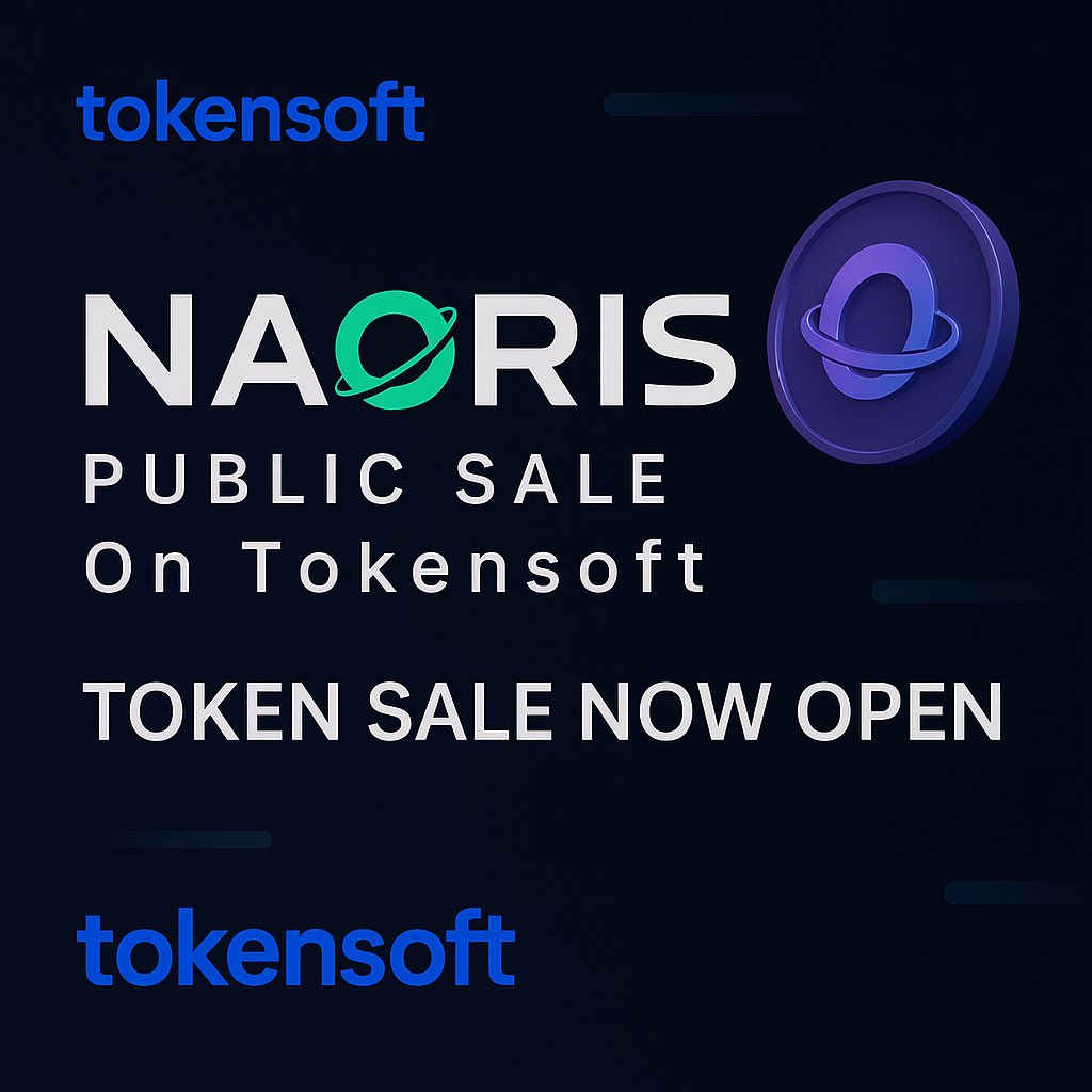🎉 TOKEN SALE NOW OPEN 🚀
The NAORIS Public Sale is officially live on Tokensoft!

🌐 Public Sale On Tokensoft
✅ You can now participate in the public sale and purchase NAORIS tokens.

🔗 To register and buy, visit:
👉 naoris-protocol.tokensoft.io/event/3286

📘 For detailed instructions on how