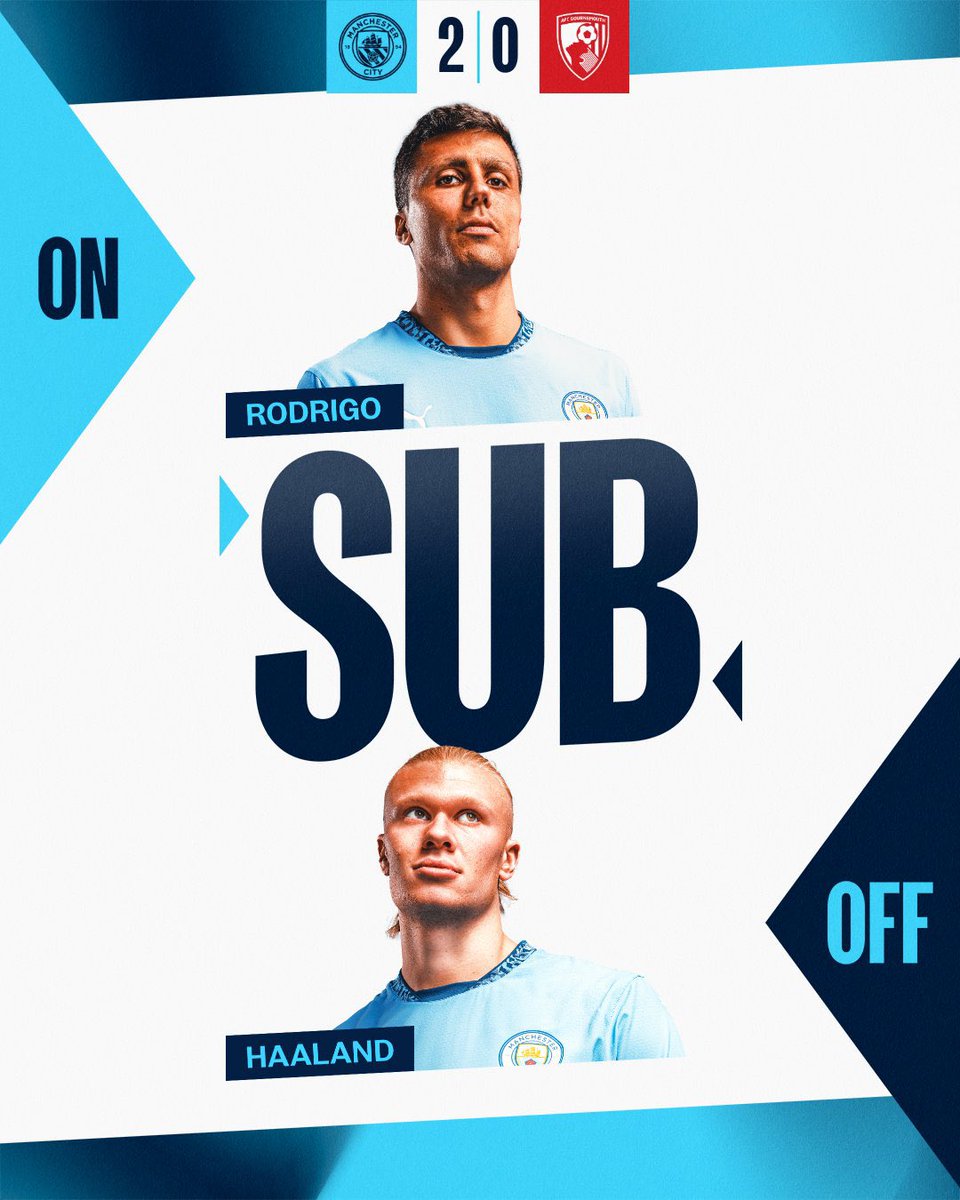 ManCityTH's tweet photo. 82’ ซิตี้เปลี่ยนตัว: โรดรี้กลับมาแล้ว! 💪

#ManCityTH https://t.co/vRY1iICBfK
