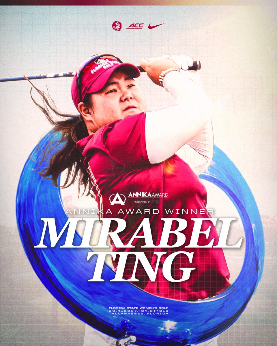 MyNolePass's tweet photo. A HUGE Congrats to Mirabel Ting! Mirabel has won the 2025 ANNIKA Award. β³ π
π π π π π π π
#MirabelTing #GoNoles #FSUGolf #OneTribe #MyNolePass https://t.co/IraNSNsAC0