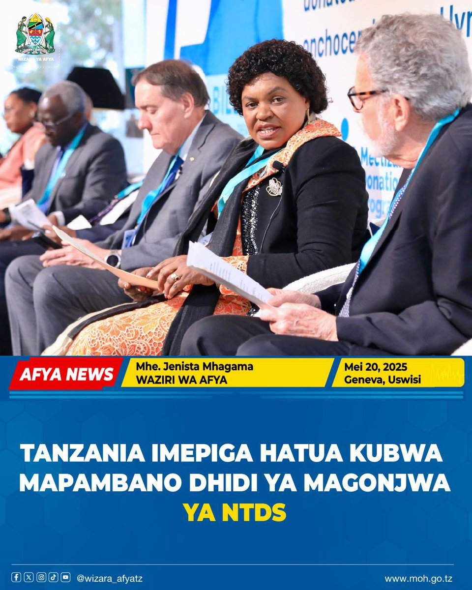 TANZANIA IMEPIGA HATUA KUBWA MAPAMBANO DHIDI YA MAGONJWA YA NTDs

Na WAF - Geneva, Uswisi

Serikali ya Jamhuri ya Muungano wa Tanzania imepiga hatua kubwa katika kutokomeza Magonjwa yaliyokuwa hayapewi kipaumbele (Neglected Tropical Diseases - NTDs) ikiwemo kufanya usambazaji wa
