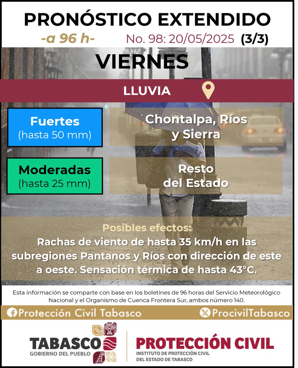 📍#PronósticoExtendido II Se prevé que las condiciones térmicas se mantengan de cálidas a muy cálidas en el Estado hasta el día miércoles 21 de mayo. 
A partir del jueves y durante el resto de la semana, se pronostican chubascos vespertinos y lluvias puntuales fuertes