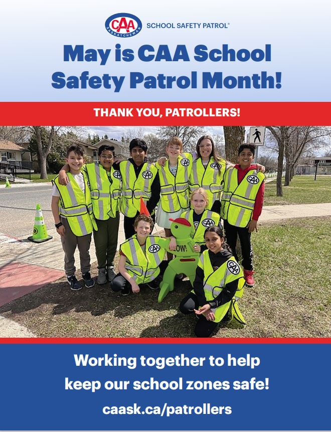 CAASKPatrollers's tweet image. The Ministry of Education has proclaimed May as CAA School Safety Patrol Month.
Thank you, patrollers, for the important volunteer work you do as safety ambassadors in our school communities! 💫
caask.ca/celebrating-ca…
#safetypatrolmonth
@SKGov 
@PizzaHutCanada 🍕
