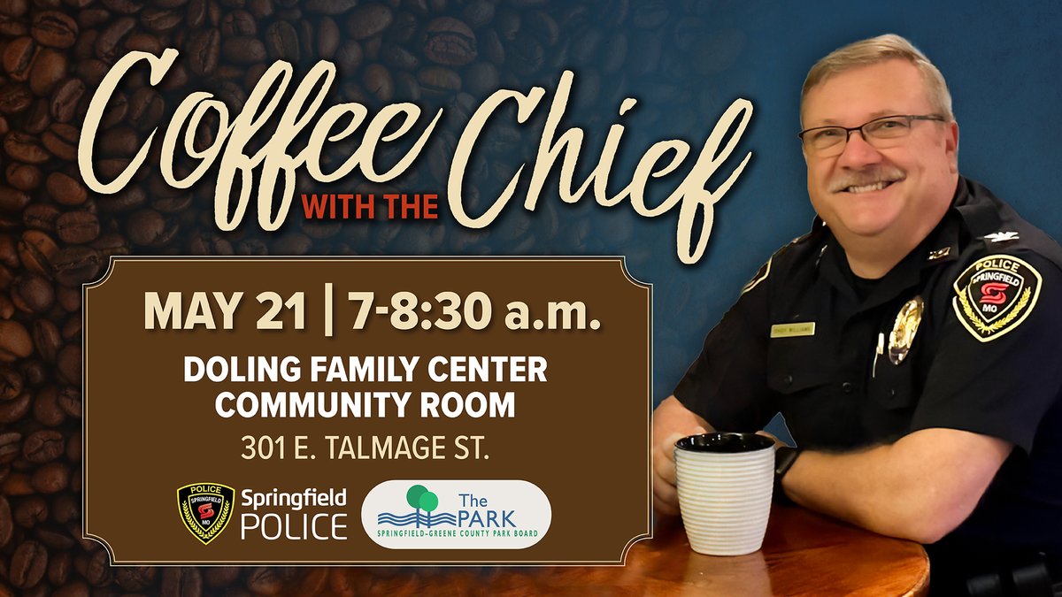 Catch us tomorrow morning at the Doling Park and Family Center Community Room from 7-8:30 a.m.

They've generously offered to provide free coffee and hot tea for Coffee with the Chief attendees!