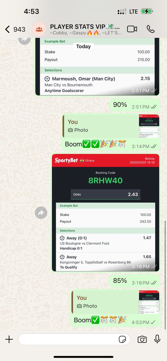 bright_tod1's tweet photo. Another WhatsApp player stats vip boom 🎉🎊🔥✅ 2/2🎉🤷‍♂️🤷‍♂️✅ https://t.co/IecZkranzy