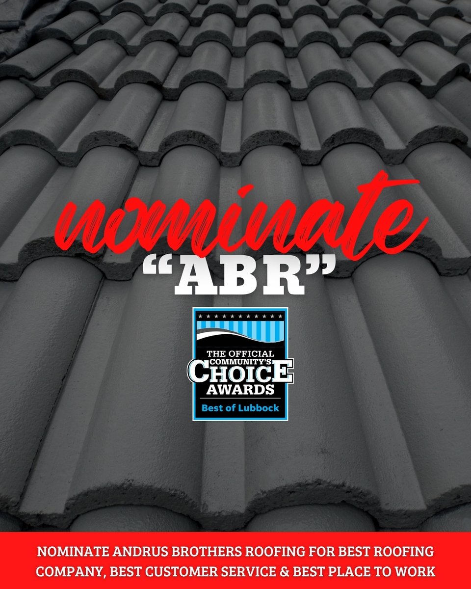 ABR_LBK's tweet photo. We’re honored to be considered for Best Roofing Company, and thrilled to also be up for Best Customer Service and Best Place to Work in this year’s Best of Lubbock! Go nominate daily until 5/26

Best Roofing Company → https://t.co/DzIcUbwslk https://t.co/IzU3CHT3r2